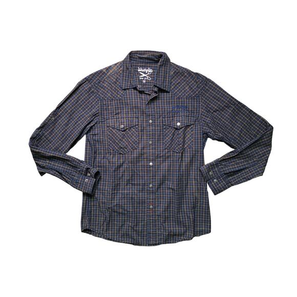 Wrangler Division 47 Checkered Long Sleeve Shirt Men M Casual Western - Picture 1 of 8